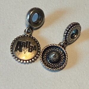 Pandora Retired Aruba And Sombrero Hat Bracelet Charms S925 Ale